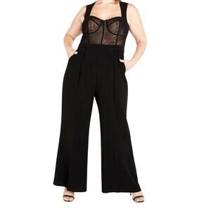 City Chic Plus size Kylie sleeveless Jumpsuit black size XL 22